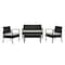 Manhattan Comfort Noli  Steel Rattan 4-Piece Patio Conversation Set with Cushions in Cream OD-CV007-CR - alternate 1